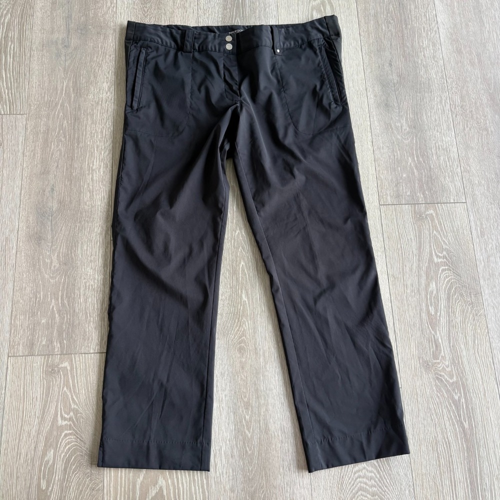 Nike Golf Womens Black Mid Rise Performance Dri-Fit Straight Leg Pants Size 14